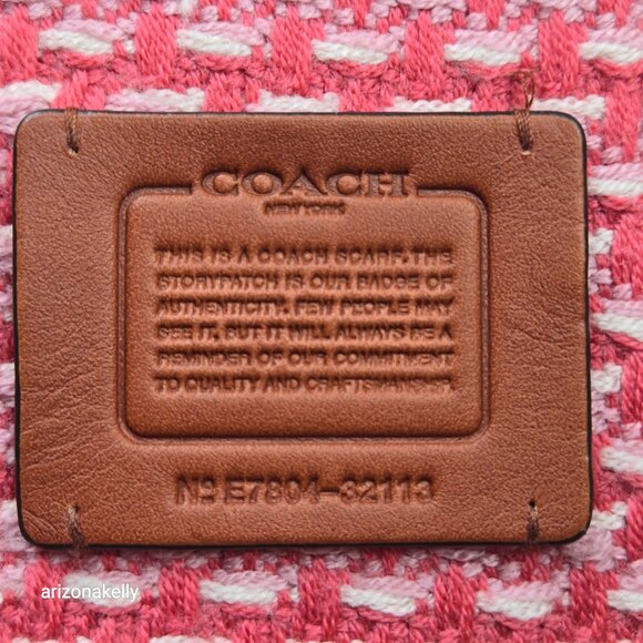 NWT Coach Wool Pink Tweed Woven Square Scarf - Picture 4 of 14